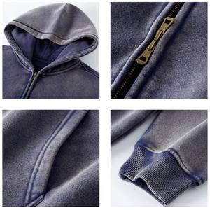 TKAN268D High Quality fabric Plus size baggy heavy Cotton vintage washed Custom Silk screen Printing <b>zip</b> <b>up</b> <b>Hoodie</b> - Product Image 3