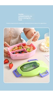 Lonchera Portátil de Doble Capa Sellada al Vacío, Diseño a Prueba de Fugas, Apta para Microondas, Contenedor de Alimentos para Niños con Cubiertos - Product Image 4