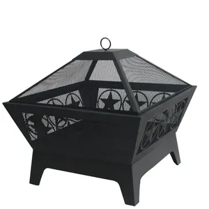 26'' width steel square garden fire pit charcoal with side hole design