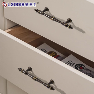 Lccdis Antique Brass Cabinet Handles Bar Shape French Style For Drawer And <b>Wardrobe</b> Door Hardware Durable Plating Finish - Product Image 2