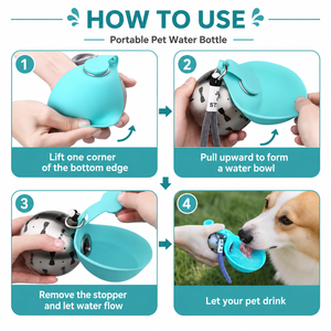 285ml Pet PETG <strong>Silicone</strong> Bowl <strong>Water</strong> <strong>Bottle</strong> for Hiking &amp; Portable Sipping Dog Bowl Custom Plastic Cups Dog Bowl - Product Image 3