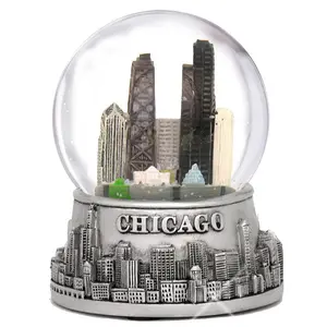 Souvenirs Chicago Snow Globe Silber Basis und Farbe in Glaskugel Chicago Snow Globes