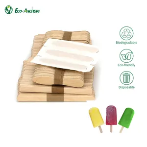 Bastoncini per gelato all'ingrosso legno confezionato singolarmente ghiacciolo gelato bastone sacchetto di carta bastoncini di legno naturale spiedini di legno