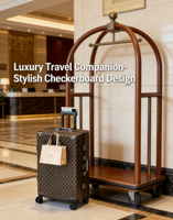 Ensemble de bagages de luxe 2 pièces avec logo personnalisé et motif à carreaux, valise à roulettes à cadre en aluminium et sac de voyage, Vente en gros 2026 à succès