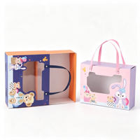 Boîte cadeau transparente à fenêtre avec poignée en tissu pour enfants, idéale pour les fêtes d'anniversaire, les baby showers, les bonbons, les biscuits, les faveurs de fête, emballage en papier personnalisé