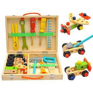 Wooden Cartoon Toolbox With <b>Tools</b> And Blocks Educational <b>Toy</b> For Children 4-6 Years Old - Product Image 1