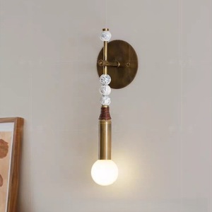 Lámpara de pared de cobre y mármol, LED E27 220V, para dormitorio, sala de estar, hotel, restaurante - Product Image 4