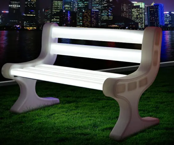 2023 New product colorful event bench outdoor plastic chair furniture armrest park led bench