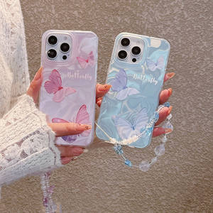 आईफोन के लिए नई आगमन प्रिंटिंग तितली फोन केस चेन 16 15 14 13 12 प्रो अधिकतम मोबाइल कवर - Product Image 1
