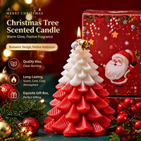 Vela Perfumada con Forma de Árbol de Navidad en Degradado 3D, Vela Natural, Decoración Navideña para Mesa, Vela con Fragancia Festiva, Regalo de Navidad