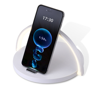 Vente flash : Chargeur sans fil rapide 15W, lampe de chevet multifonction intégrée, support de téléphone portable, station de charge avec veilleuse