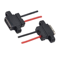 Conector USB Tipo-C Hembra de 2 Pines a Prueba de Agua, de Acero Inoxidable para Montaje en Placa, con Cables, Personalizado, con Clasificación de 3A para PCB