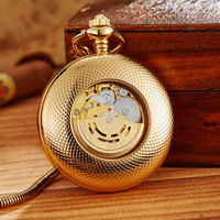 Montre de poche mécanique automatique squelette antique Weflourish MP005 en laiton avec chaîne serpent
