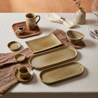 Service de table en céramique ST Chestnut Brown Reactive Glaze, assiettes et plats, vaisselle en porcelaine pour restaurant, hôtel, restauration
