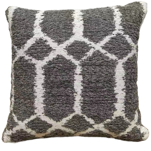 Coussin décoratif en velours gris à motif géométrique rayé, confortable pour pique-nique et voyage en extérieur, vente en gros - Product Image 1