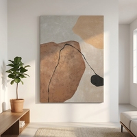 Peinture à l'huile 3D moderne Wabi Sabi à texture épaisse, peinte à la main, tons terreux, art abstrait sur toile pour la décoration du salon