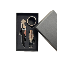Ensemble de 3 ouvre-bouteilles à vin en acier inoxydable et plastique, tire-bouchon de qualité supérieure, boîte cadeau noire, accessoires à vin durables pour