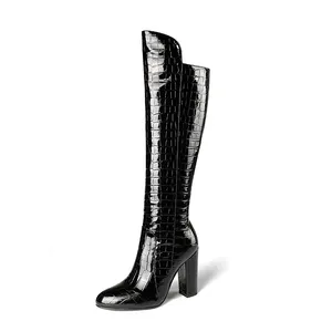 schwarz stiefel heels frauen Suppliers-Braun neues Design Damen Absatz Großhandel Mode 2020 Frau Schuhe schwarz spitzen Zehen hochwertige lange Stiefel
