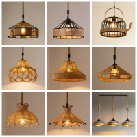 Lustre vintage en bois d'origine pour restaurant, bar, trois têtes, simple, chambre à coucher, chevet, lampe suspendue E27, luminaire suspendu en bois
