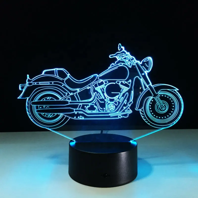 Cool Motorcycle Model Night Light 3D Novelty Light Atmosphere Lamp USB Interface Touch Switch LED Stereo Desk Lamp