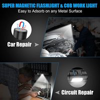 Lampe torche magnétique rechargeable en aluminium Banral, haute luminosité, super brillante, petite lampe LED COB latérale, type C, zoomable, 7 modes, IP20