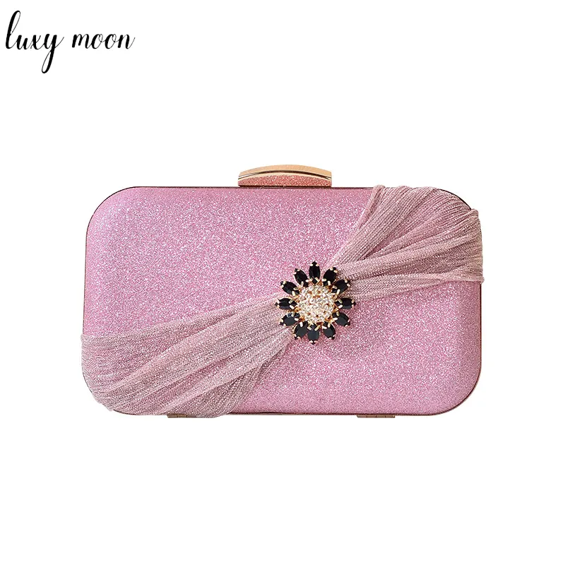 New Fashion Diamond Shoulder Chain Clutch Bag Evening Bags Flower Elegant Party Handbags Clutches Bags FE156