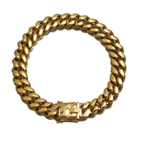 22mm en acier inoxydable plaqué or 18K Bracelet de chaîne à maillons cubains de luxe personnalisé Colliers pour hommes avec diamant Bijoux en argent
