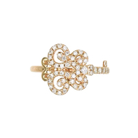 Bague ouverte en or jaune 18 carats sertie de diamants, motif clé en filigrane, bijou de luxe pour femme