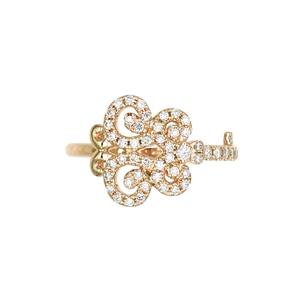 แหวนทองคำ 18K ประดับเพชรลายกุญแจแบบฉลุ ดีไซน์หรูหราสำหรับผู้หญิง - Product Image 1