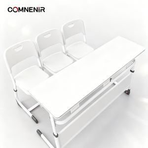 โต๊ะนักเรียนพร้อมเก้าอี้สามที่นั่งคุณภาพสูง ปลอดภัย พร้อมตู้ไม้ ทนทาน - Product Image 6