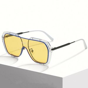 Gafas de Sol de Moda Retro 2022 con Lentes Amarillas Extra Grandes, Gafas de Sol de Piloto con Lentes de una Sola Pieza para Mujer - Product Image 2