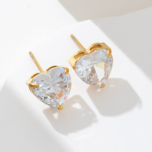 Модные оптовые серьги из нержавеющей стали с цирконами в форме сердца, инкрустированные крапановой закрепкой, высококачественные ювелирные изделия оптом 2026 года - Product Image 3