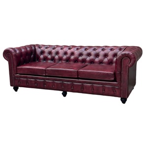 Elegant 3 Seater Chesterfield Sofa Genuine Leather Home Furniture Button Tufted Couch Luxury Living Room Seating Classic Design - Product Image 1