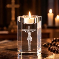 Centre de table personnalisé de luxe, tendance mode, en cristal gravé rectangulaire, pour bougie chauffe-plat et chandelier religieux pour la première communion