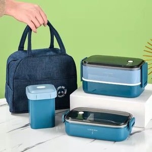 กล่องข้าวเด็กแบบเบนโตะสองชั้น เก็บความร้อนได้ ซ้อนกันได้ ใช้กับไมโครเวฟได้ กล่องข้าวนักเรียนแบบพกพา ทำจากสแตนเลส 304 - Product Image 3