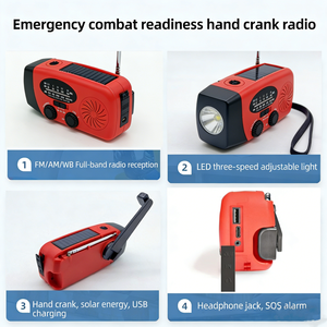 <span class=keywords><strong>Radio</strong></span> météo portable d'urgence solaire à manivelle AM/FM/NOAA avec fonction <span class=keywords><strong>Internet</strong></span>, <span class=keywords><strong>en</strong></span> plastique, couleur rouge - Product Image 4