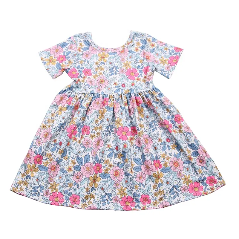 Summer Newborn Baby Clothes Infant Girl Clothes dress Cute Print floral short Sleeve Kids Dress Princess Baby Girl Dresses