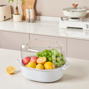 โฮมเชฟอ่างล้างผักสองชั้นพลาสติกตะกร้าระบายน้ำผลไม้ในครัวอเนกประสงค์ 1 ชิ้น - Product Image 1