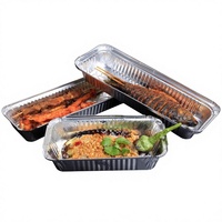 Boîte repas rectangulaire jetable en aluminium avec couvercle pour barbecue à emporter, conteneur de livraison personnalisable