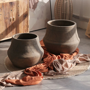 Nordic Rustic Vintage Home Decor <strong>Extra</strong> <strong>Large</strong> Garden Pot Indoor and <strong>Outdoor</strong> Fiber Caly Pot Floor Flower Pots &amp; <strong>Planters</strong> - Product Image 2