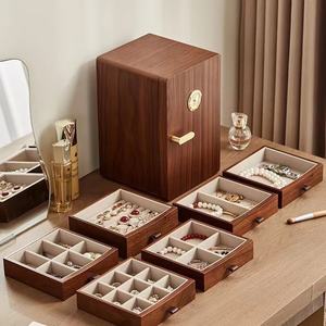 批发定制豪华木质环保长方形珠宝收纳盒定制徽标天使主题耳环项链展示架 - Product Image 6