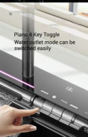Évier de cuisine multifonctionnel à affichage numérique à LED en acier inoxydable anti-rayures Robinet de lave-tasse à cascade en acier inoxydable à quatre trous