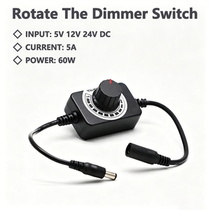 ตัวควบคุม5V12V24V ไฟฟ้ากระแสตรงสวิตช์ไฟปรับได้60W สำหรับควบคุมความเร็วพัดลมตัวควบคุมความเร็วสำหรับอุณหภูมิ/ลดแสง - Product Image 5