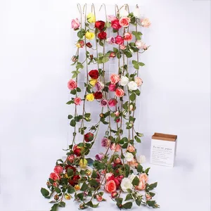 <span class=keywords><strong>Guirlande</strong></span> de roses artificielles à tige robuste avec feuilles vertes, <span class=keywords><strong>guirlande</strong></span> murale pour la maison et les mariages - Product Image 4
