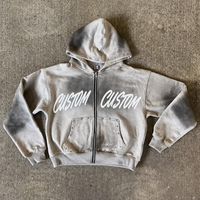 Ensemble sweat à capuche zippé et pantalon de survêtement ample pour homme, style streetwear décontracté, avec logo imprimé DTG, strass et délavage vintage