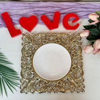 Assiettes de présentation carrées européennes en argent de haute qualité pour la décoration de banquets de mariage