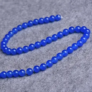 6mm round blue agate natural semi-precious stones blue color gemstone beads