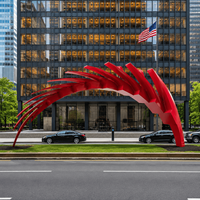 Escultura de Arte en Acero Inoxidable para Exteriores, Diseño Metálico Moderno Personalizado para Arquitectos de Paisajes y Proyectos de Arte Público