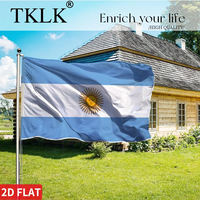 Drapeau argentin 3x5 pieds en polyester 100% durable avec œillets en laiton pour décoration extérieure de fête de football, jardin, bar
