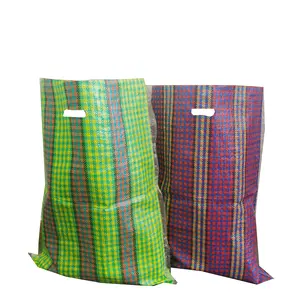 Colorful Laminated PP Woven Shopping Bag polypropylene die cut handles sacks For Ghana Tanzania Guatemala Congo Market
